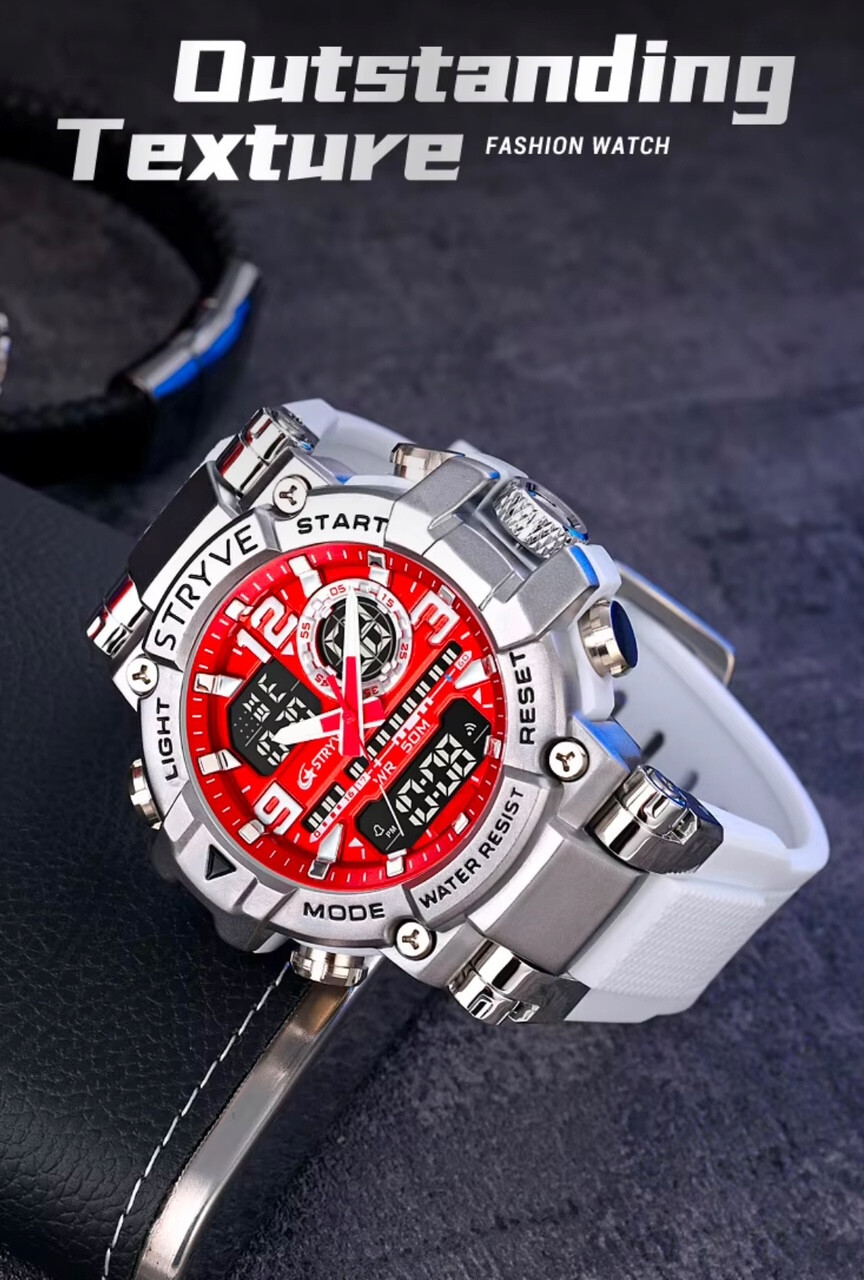 Men Oversize Waterproof Shock Resistant Digital Sport Dual Time WRIST WATCH 55mm