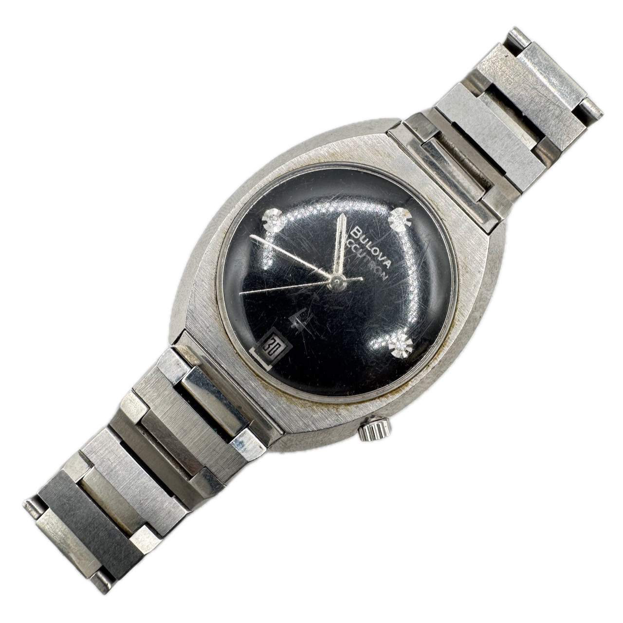 Vintage 34mm Accutron Diamond & Black Dial Men’s Tuning Fork Wristwatch 218 1