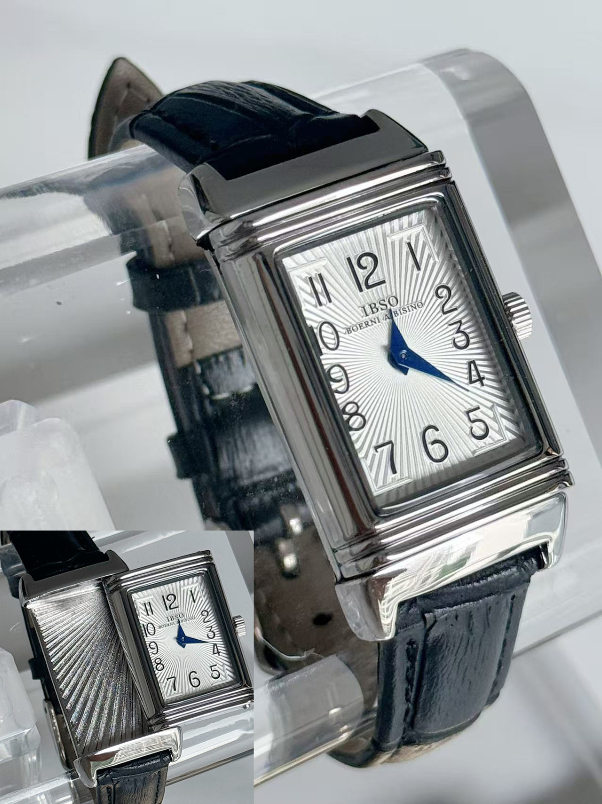 DUBHE Custom – Reverso Style Square Leather Quartz Watch – Slide Design 21mm