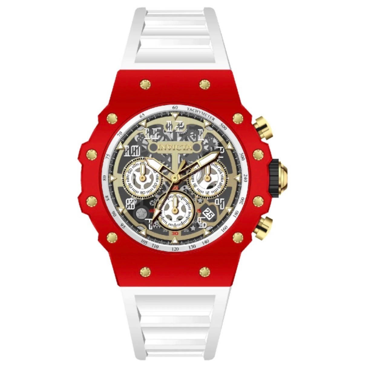 Invicta Racing Magnum Red White Skeleton Dial Chronograph Watch New