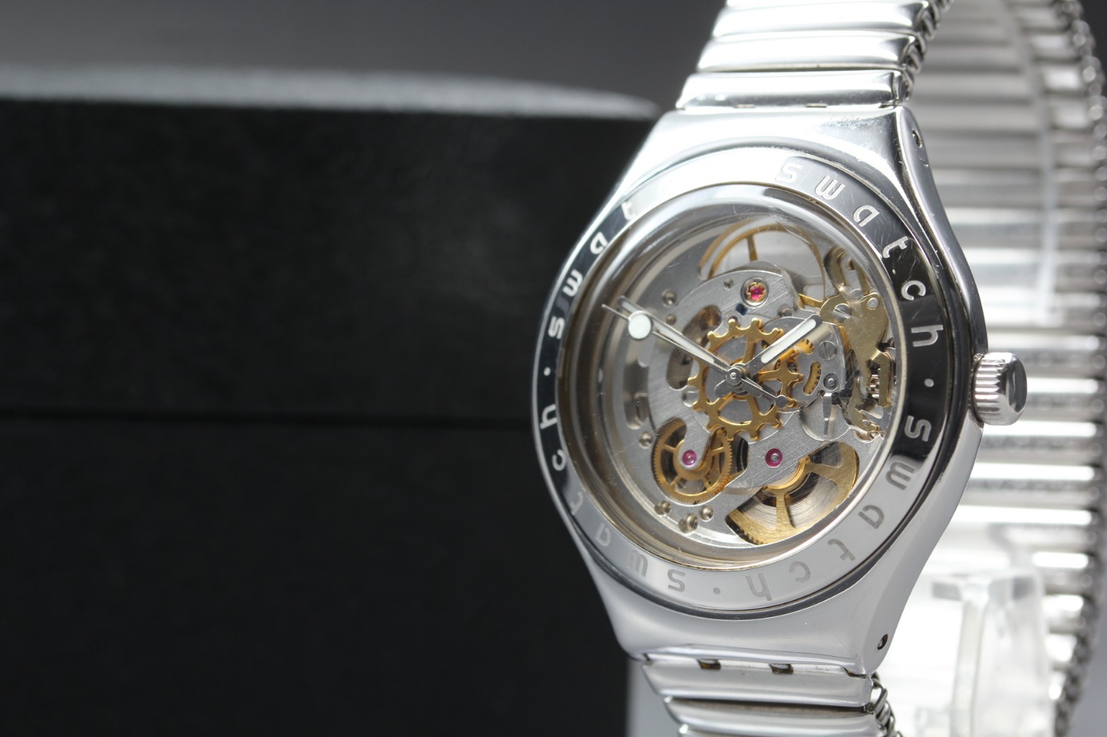Vintage! SS-Belt Swatch Irony Skeleton YAS100G Automatic Men’s Watch From JAPAN