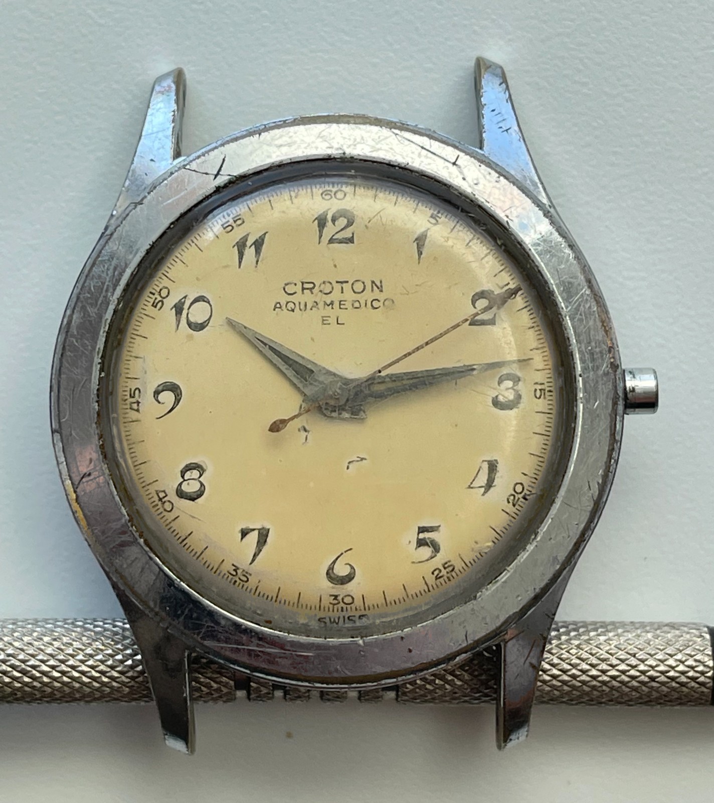 Vintage Croton Aquamedico El Military Style Swiss Watch Parts Repair 16mm Lug