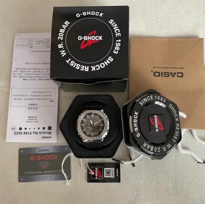 Casio G-Shock Silver Case Black Dial Sports Watch With Box