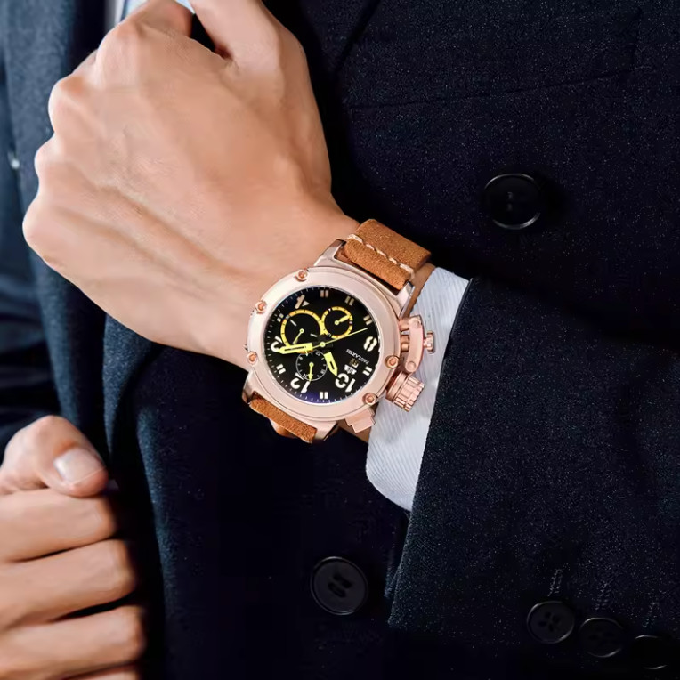 PAULAREIS Automatic Mens Watch Self Wind Mechanical Watches Leather Strap Watch