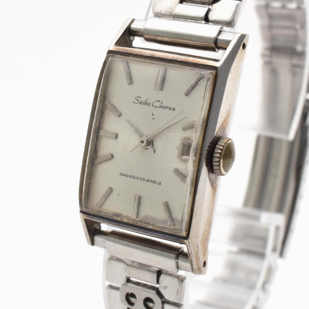 Working condition SEIKO Chorus manual winding date ladies square watch
