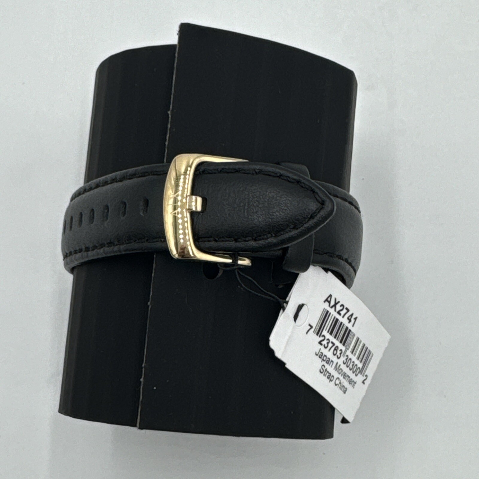 NEW AUTHENTIC ARMANI EXCHANGE CAYDE ICON GOLD BLACK LEATHER MEN’S AX2741 WATCH