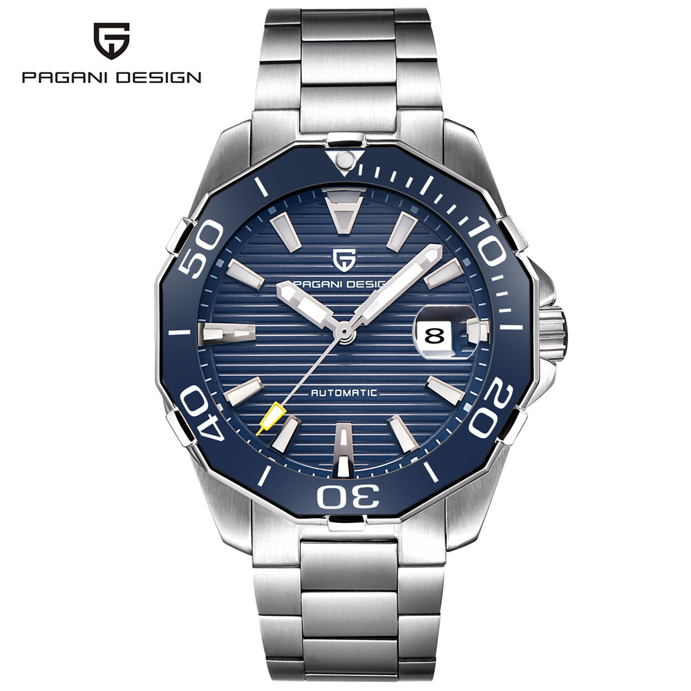 Mens Mechanical Watches Automatic Date Stainless Steel Ceramic Bezel Analog Dial