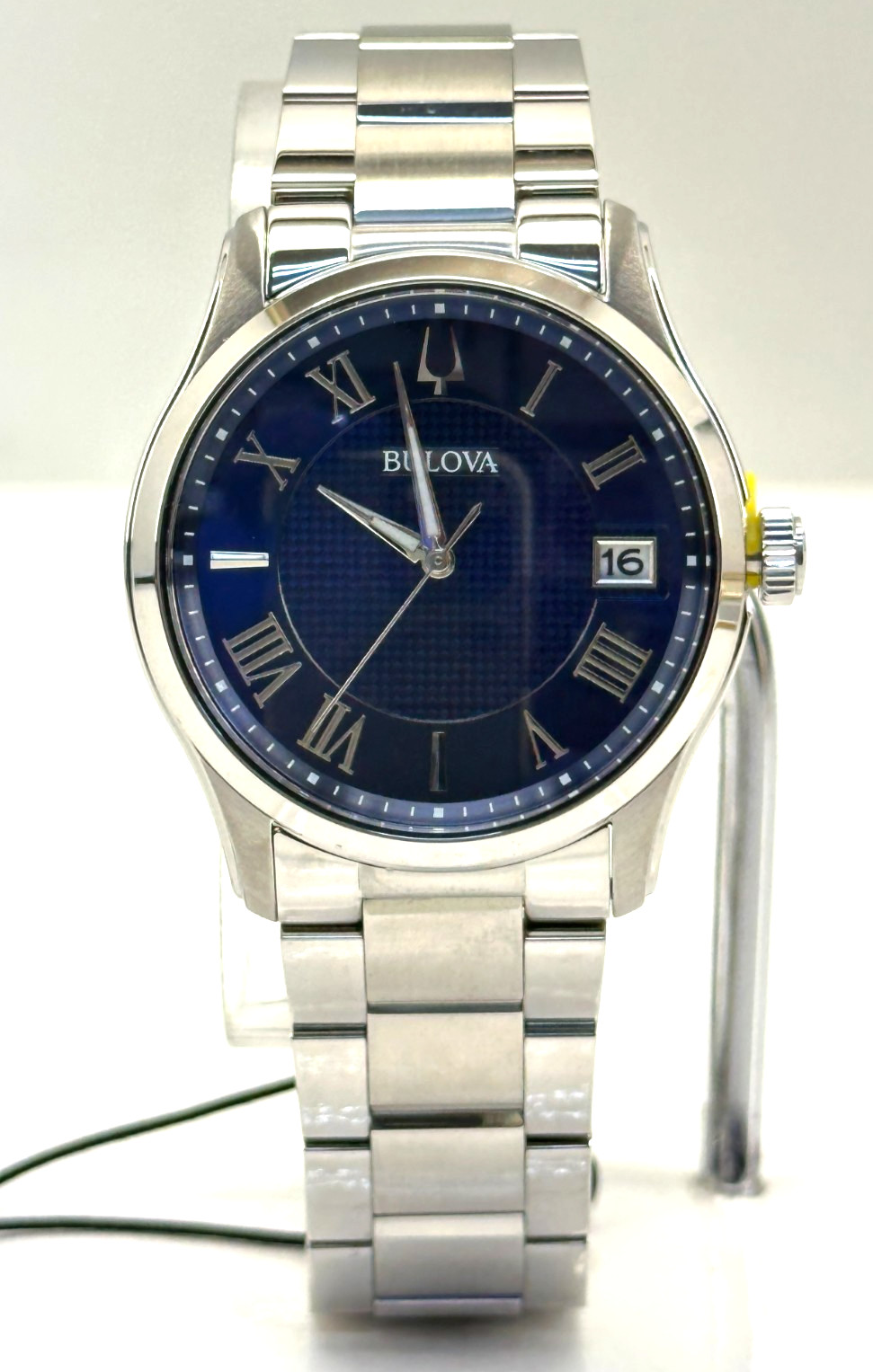 Bulova Wilton Men’s Quartz Silver-Tone Blue Dial Watch 41MM 96B386 #219