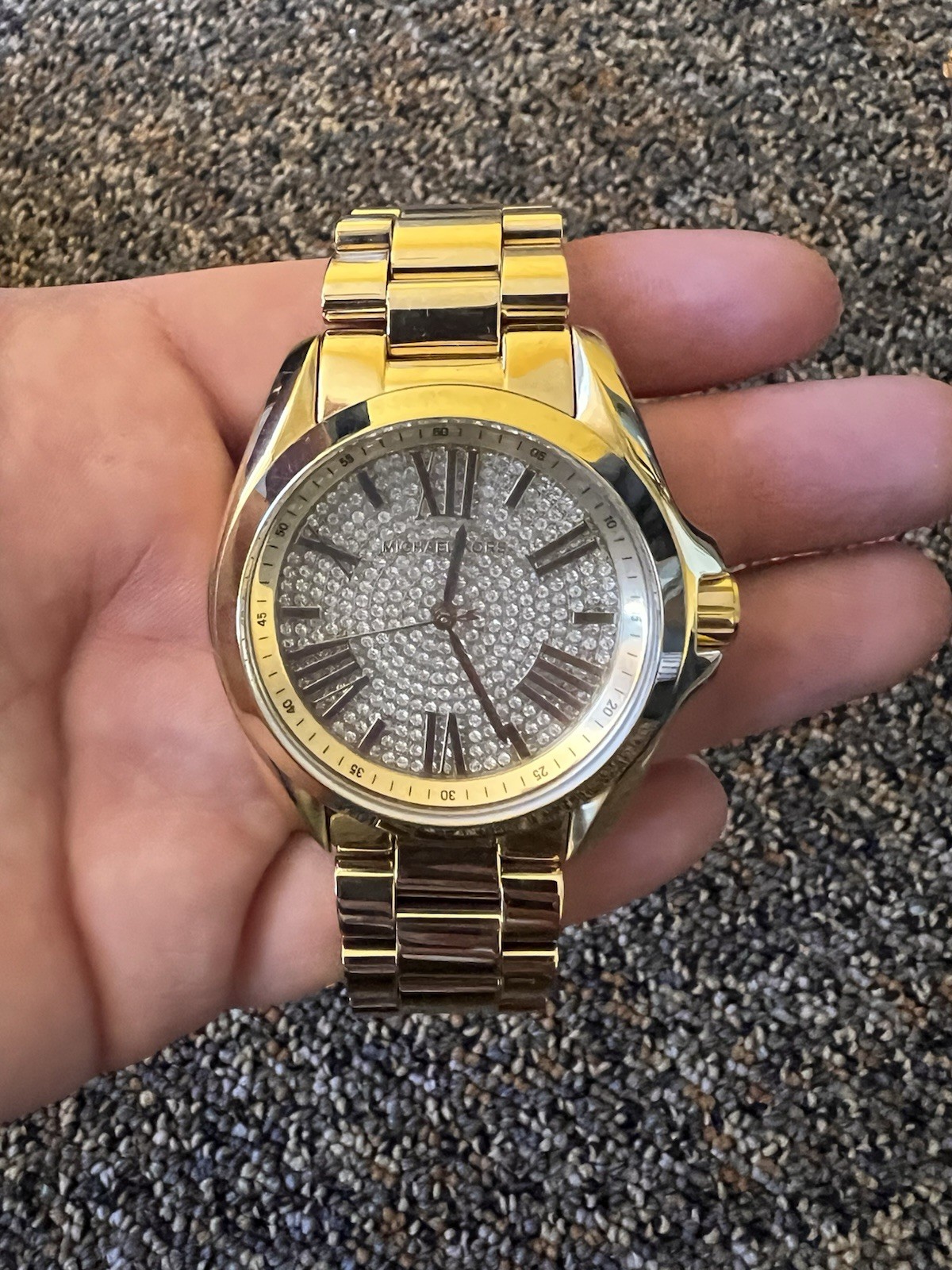 Michael Kors Women’s Gold Tone Bracelet Quartz Watch Pavé Silver Dial 38mm
