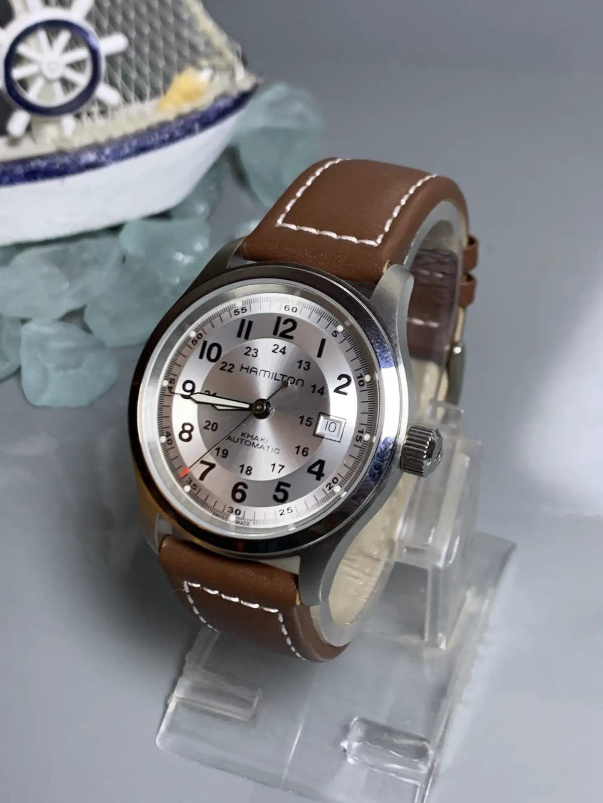 Hamilton Khaki Automatic Men’s Silver Dial Swiss Date Wristwatch H70555533