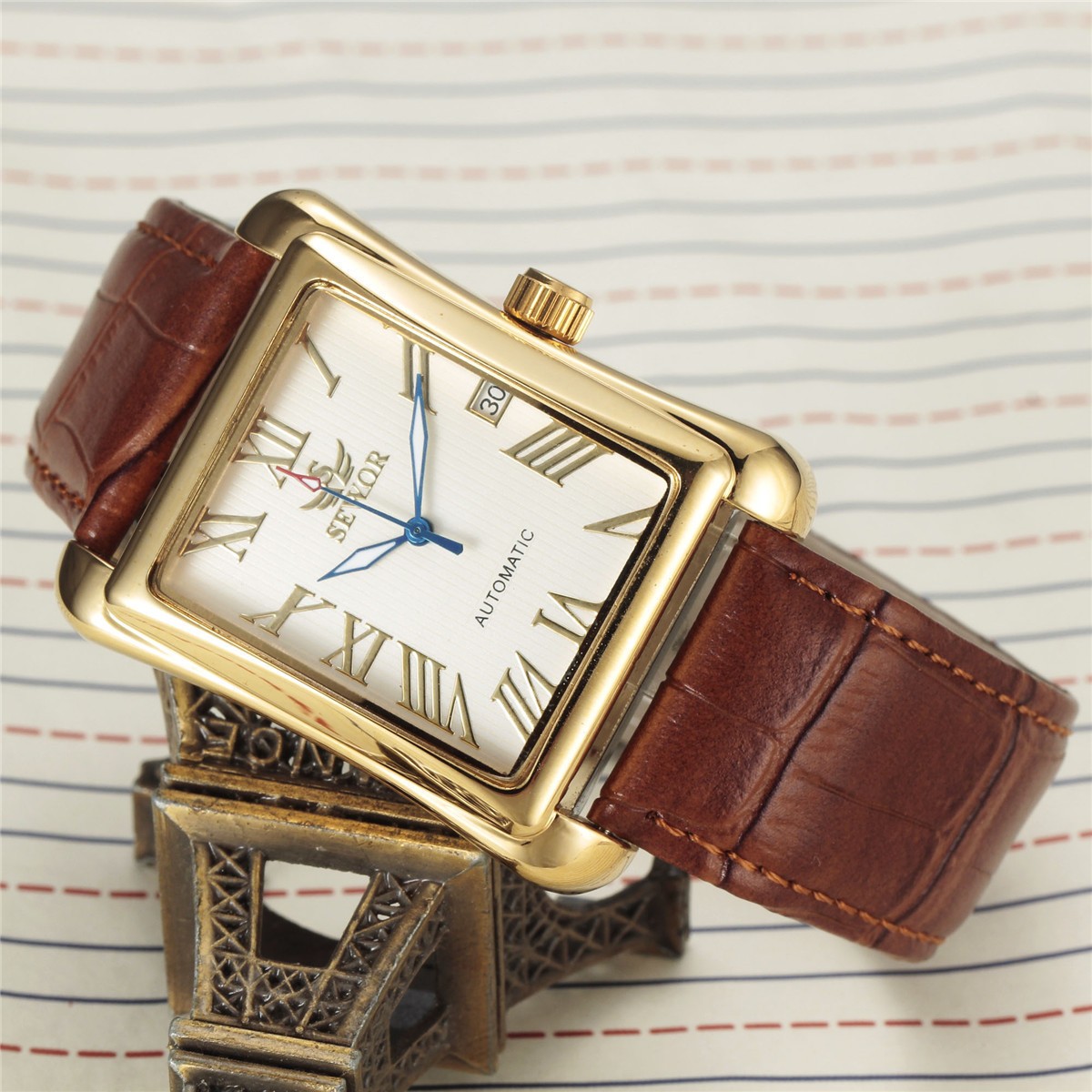Luxury Men Mechanical Automatic square Watch Wristwatch fashion Business Gifts