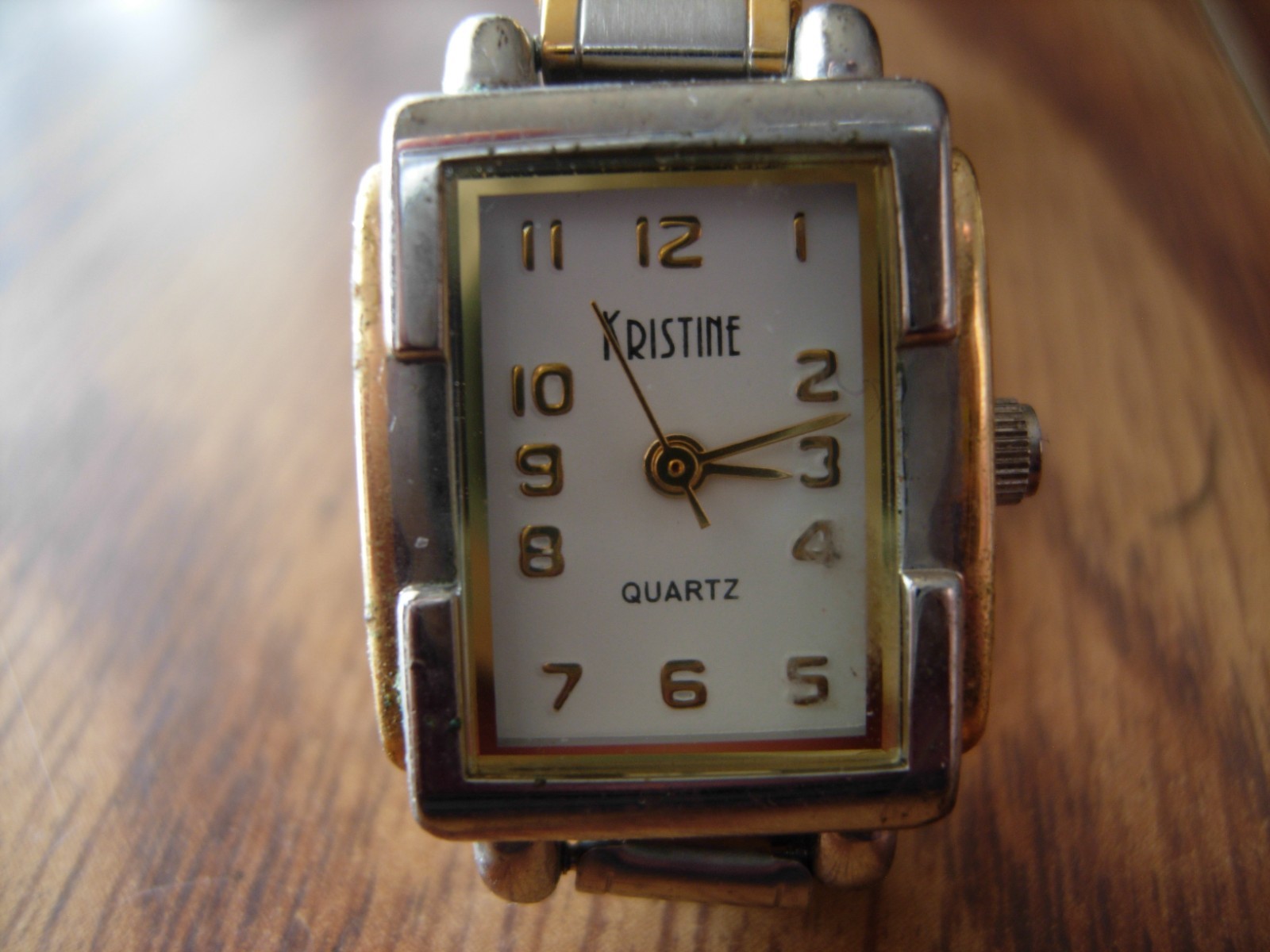 Kristine Ladies Quartz Watch Works w/New Batt installed Colored Gemstone Band!