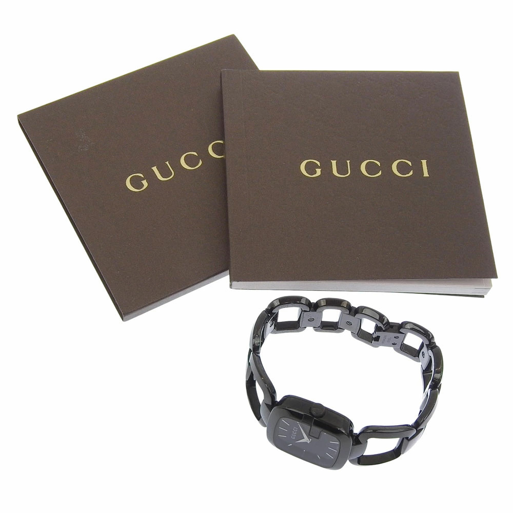 Gucci G Collection Black Square Dial Stainless Steel Quartz Women’s Watch