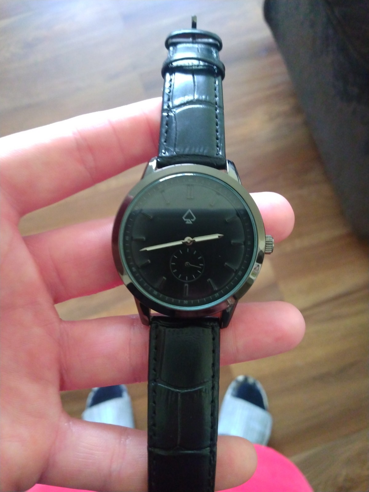 Black Spade mens watch genuine leather band