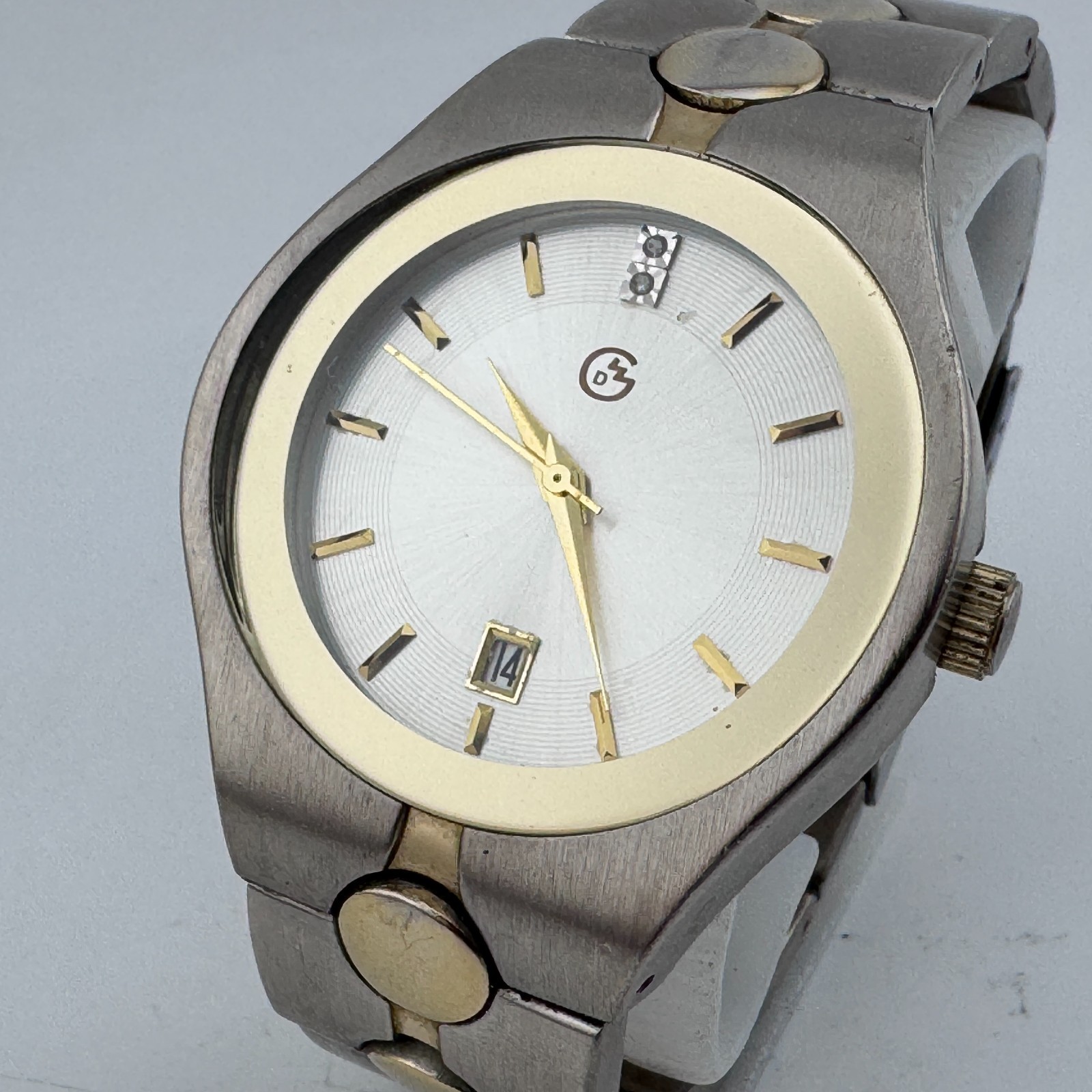 Vintage George Quartz Watch Men 30m Dual Tone Date Japan Analog New Battery 7″