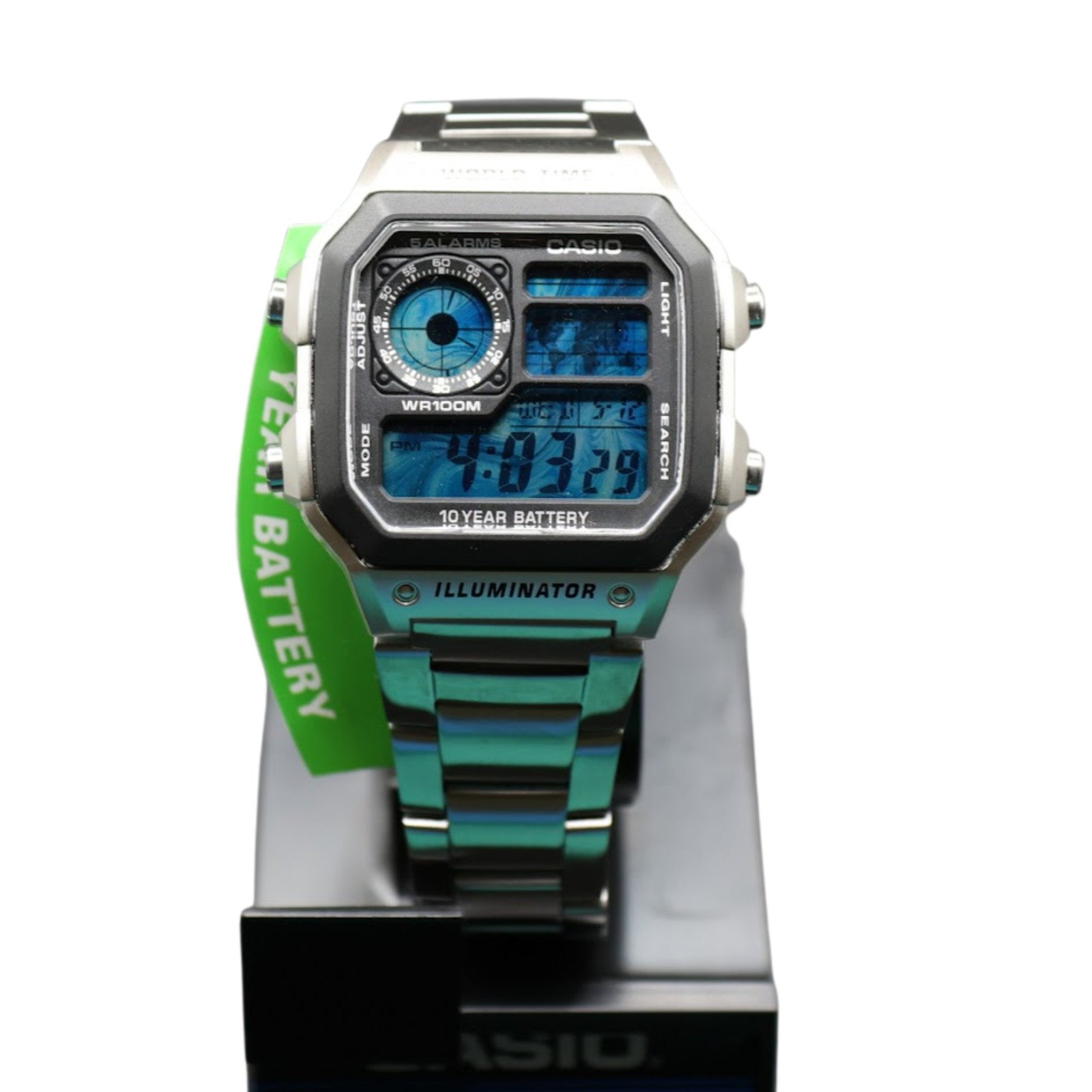 CASIO AE-1200WHD Royale World Time Watch Mod Deep Blue Iced Display