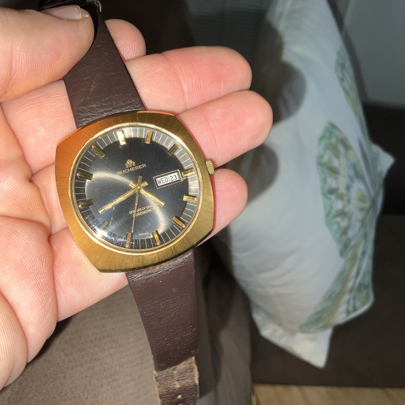 Bucherer / Day Date Automatic Officially Certified Chronometer Black Dial Rare