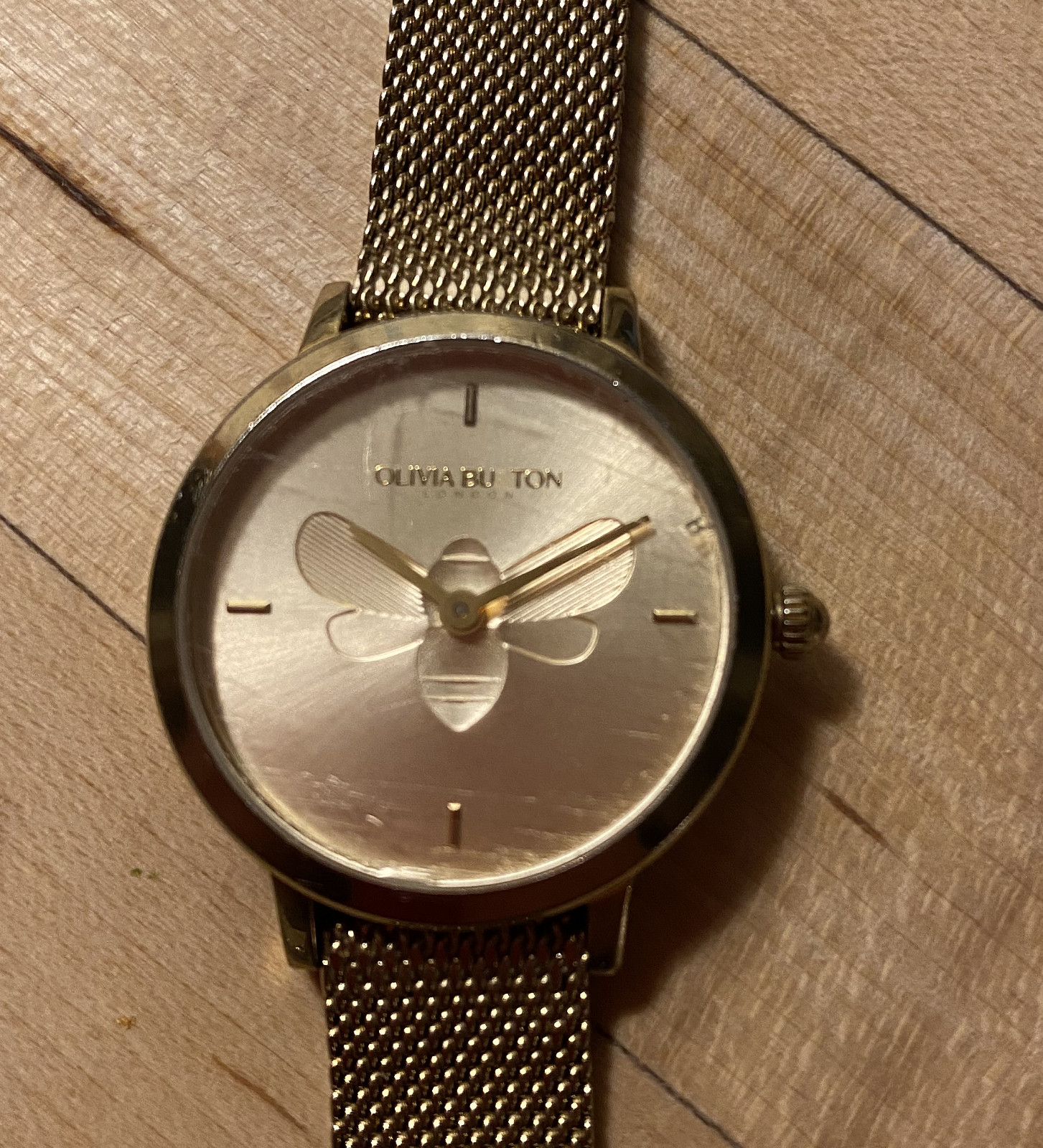 Olivia Burton Signature Bee Ultra Slim 28mm Gold Mesh Watch -SEE PICS