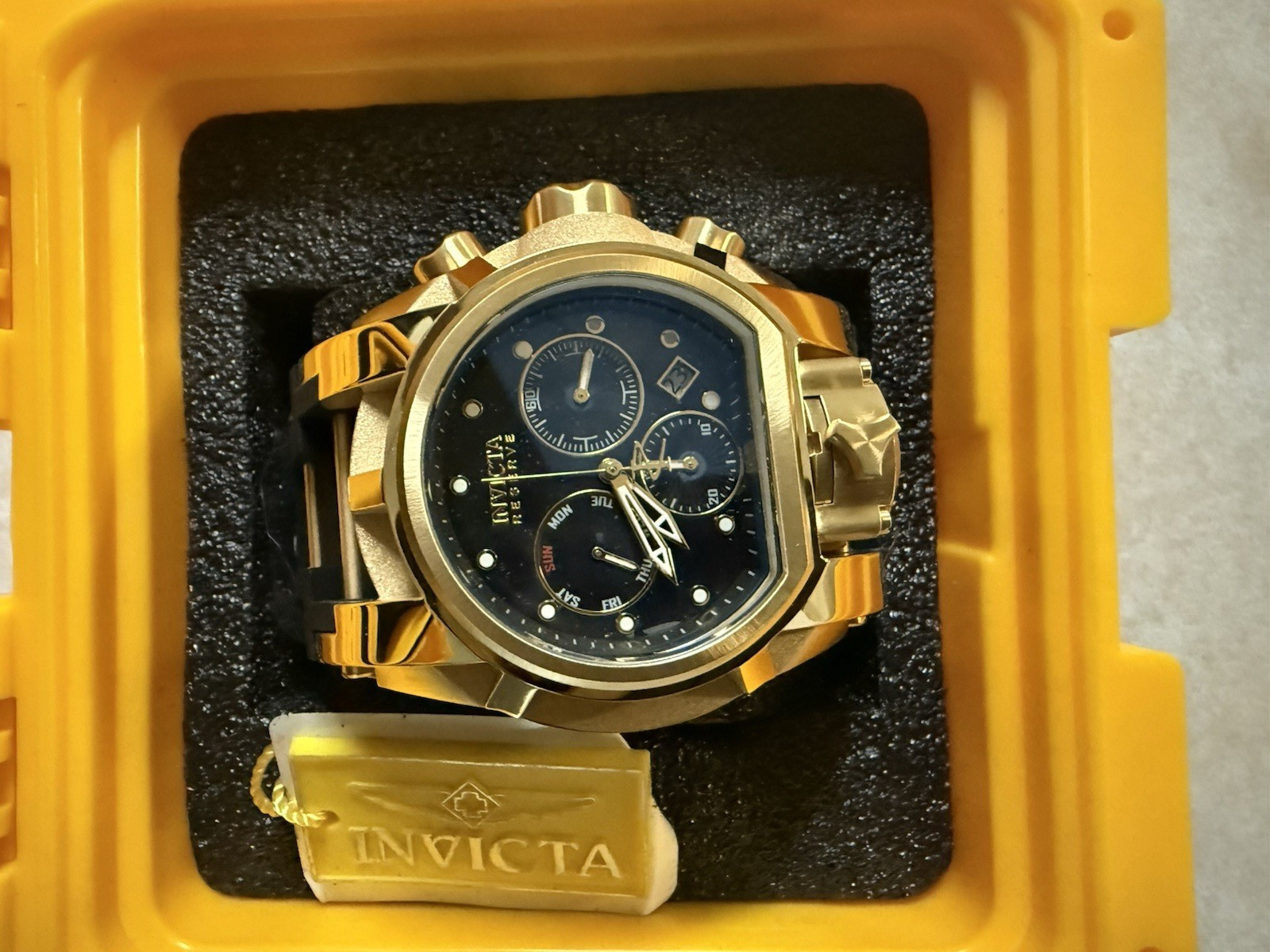 Invicta CEO Reserve Men’s Chronograph Date Quartz 52mm+ Gold/Black w/Box