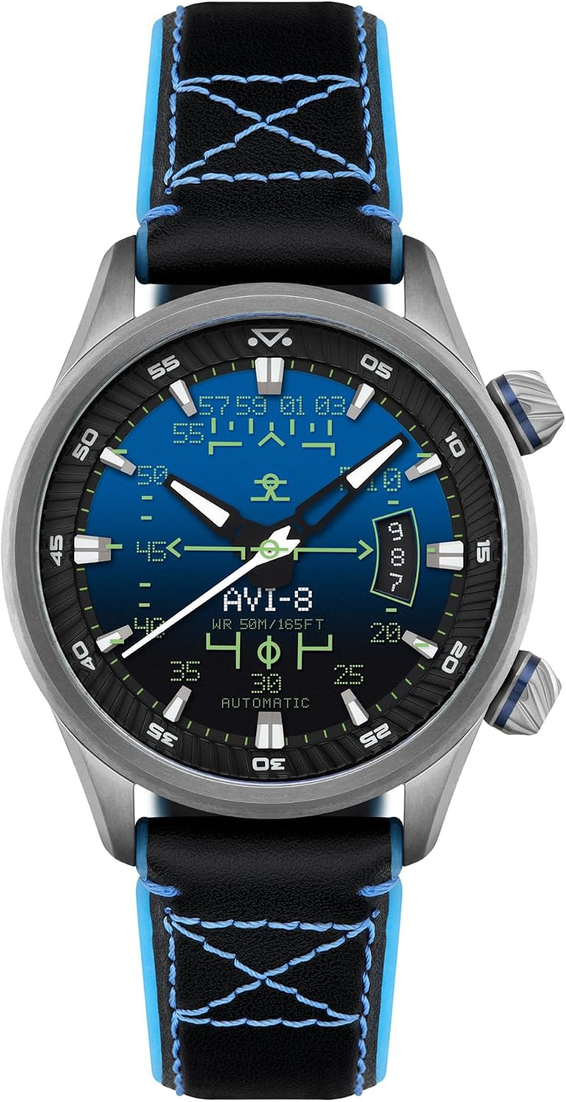 Men’s 44mm Hawker Harrier HUD Automatic Watch with Rubber/Leather Strap