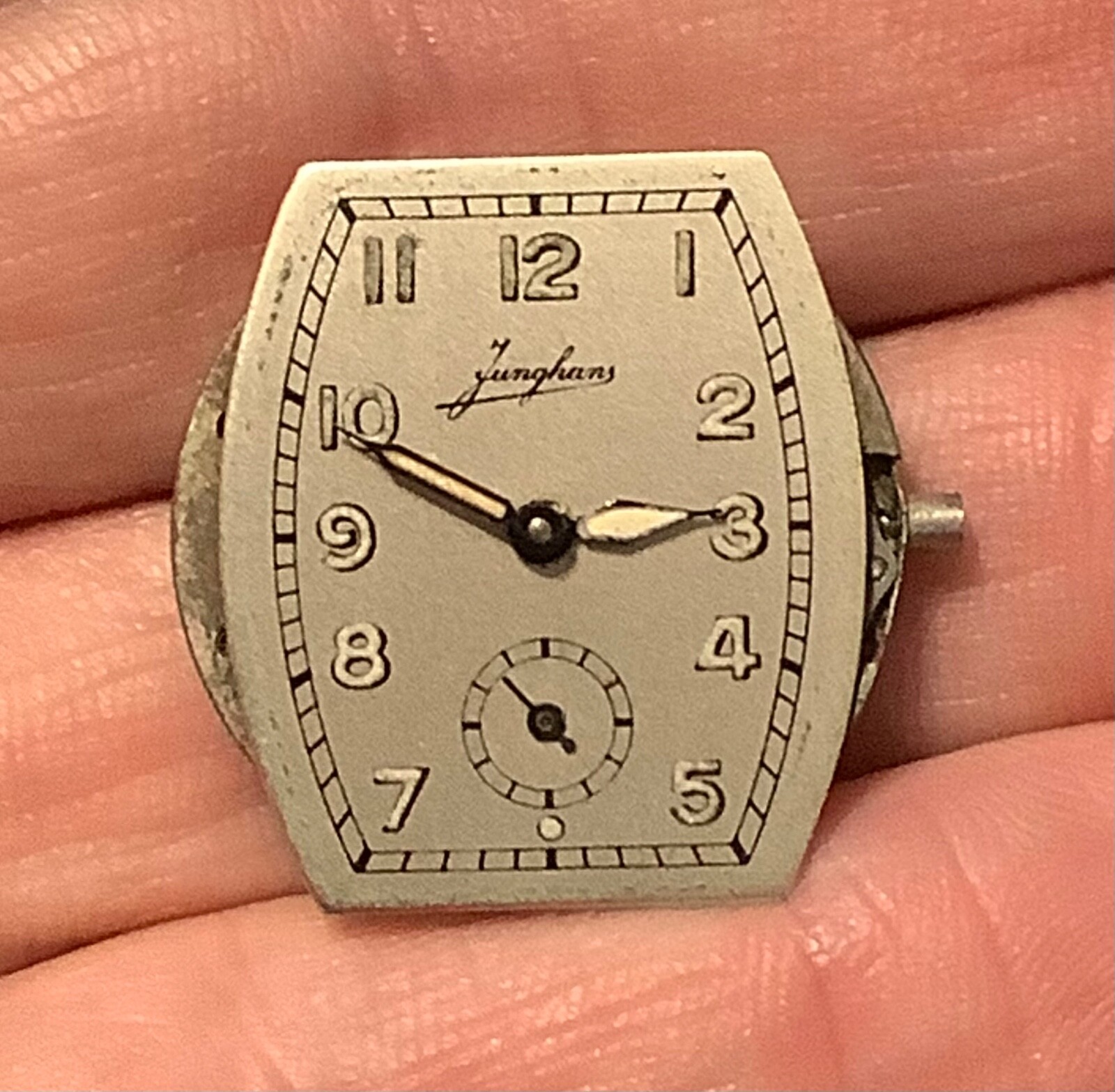 Junghans Men’s Watch / Cushion Case marked Junghans Boden / Signed J80 Movt.