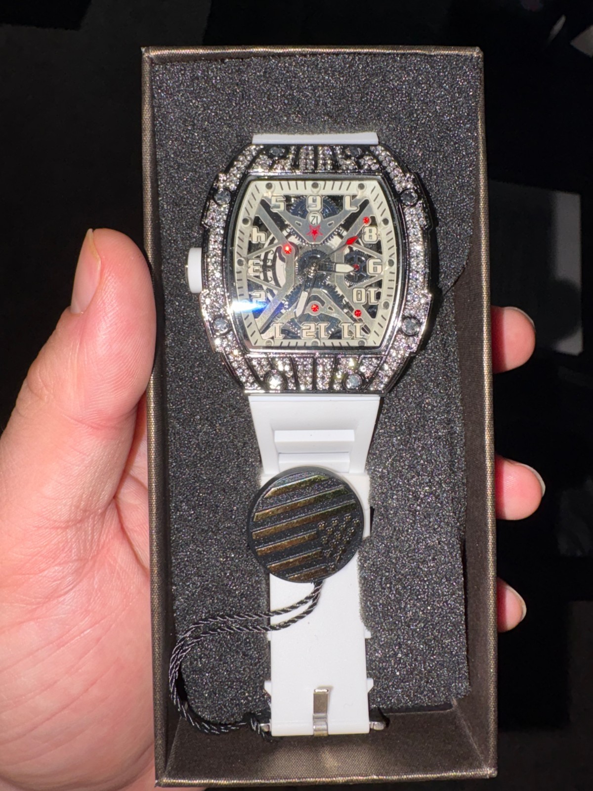 iced out moissanite water proof mens watch