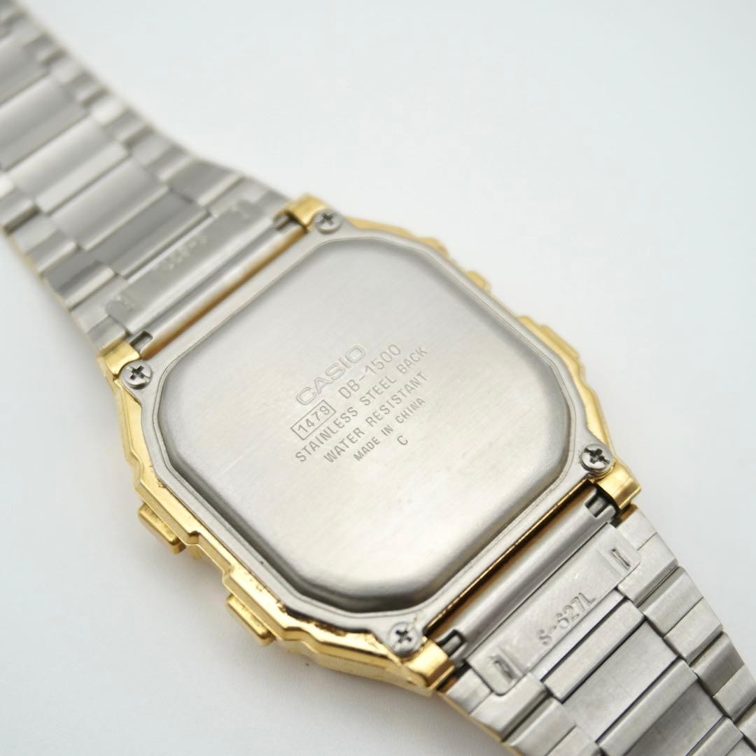 Casio DataBank DB-1500 Digital Watch Vintage Gold 8cm Case Mens Quartz