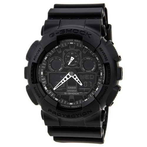 Casio Watch G-Shock Black Resin Strap Anti-Magnetic Ana-Digital GA100-1A1 NWT