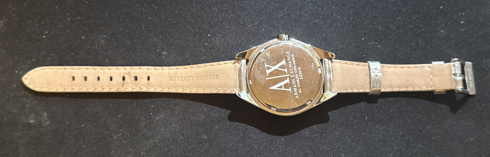 AX ARMANI EXCHANGE SILVER Tone Dial STEEL WATCH #AX3015 New Battery Works