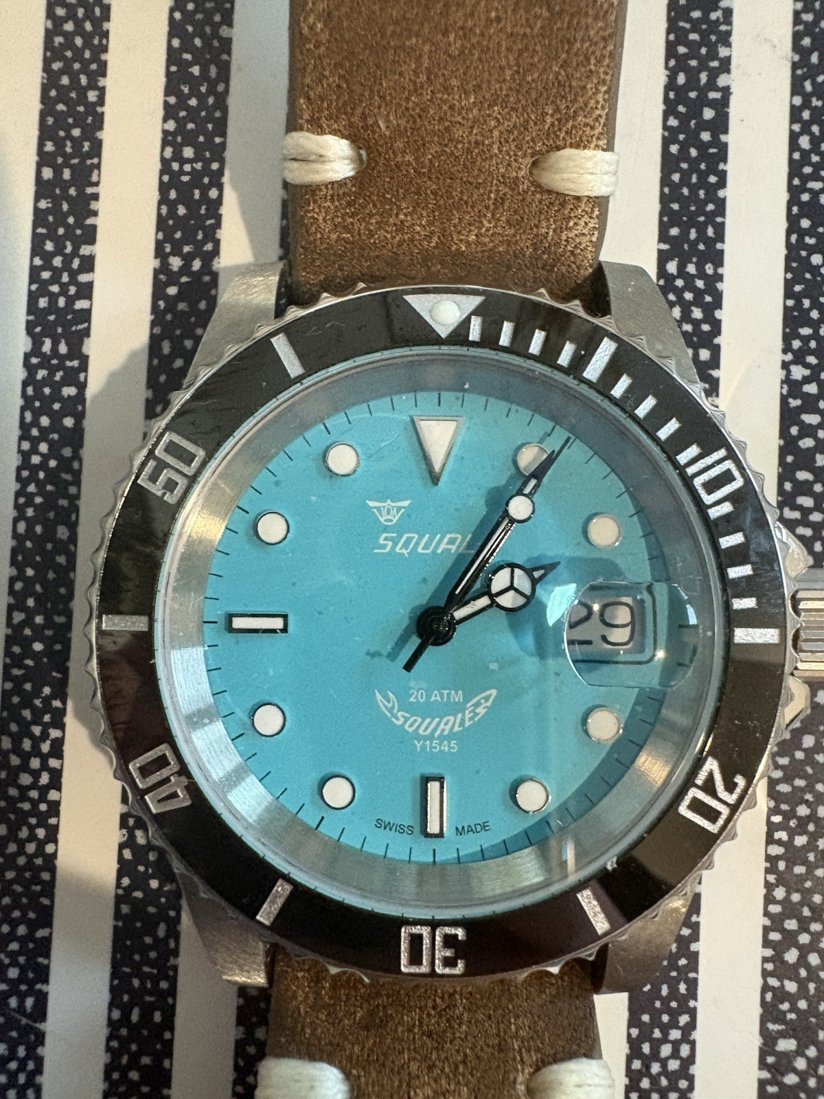 Squale Y1545 Automatic Diver 200m 20 ATM Blue Dial Date Box Papers