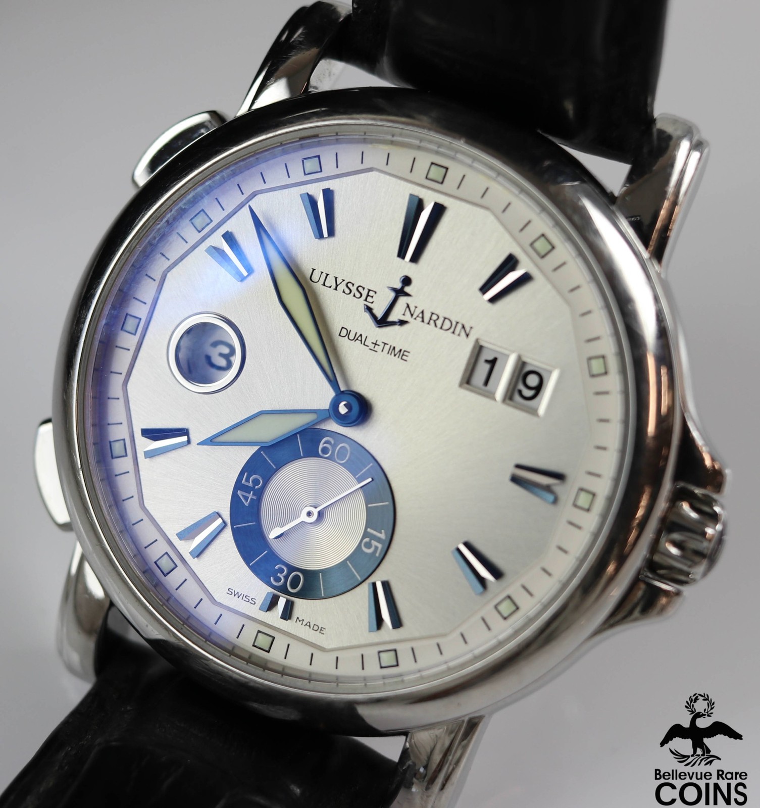 2008 ULYSSE NARDIN Dual Time Automatic 42mm Men’s Watch 243-55 w/Box & Bracelet