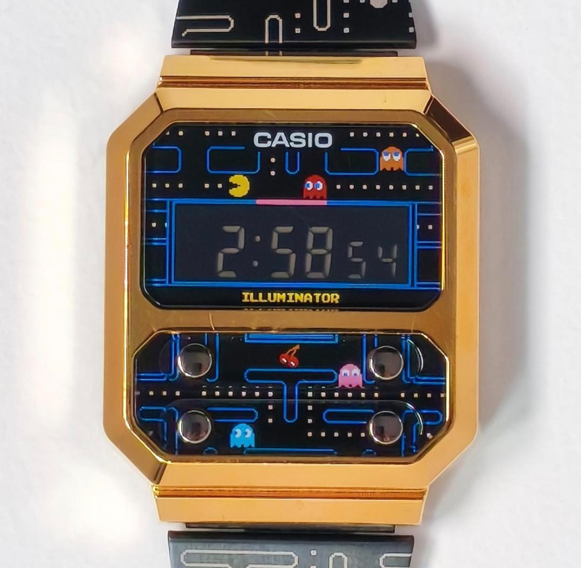 Casio Pac-Man Watch A100WEPC-1B Box Papers Complete 45th 50th Anniv From Japan