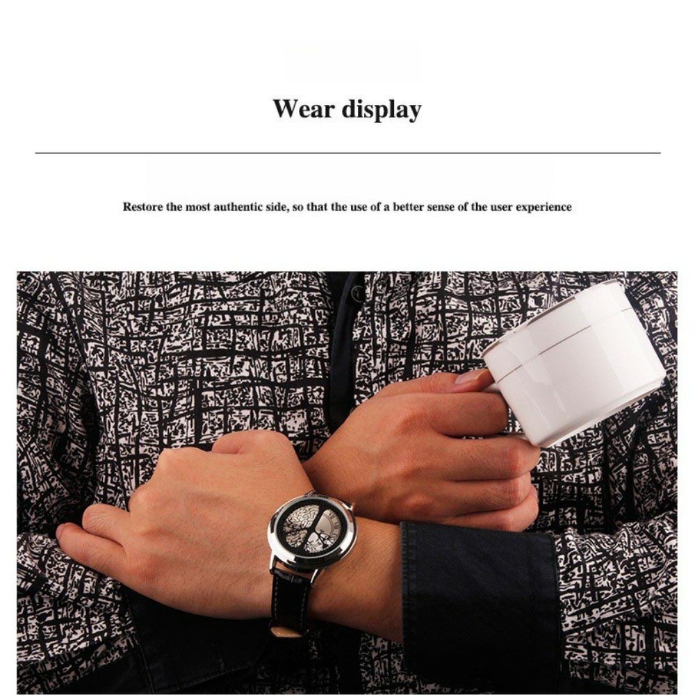 Leather-Strapped Alloy-Cased Stylish Modern Casual Unique Led Touch Screen Watch
