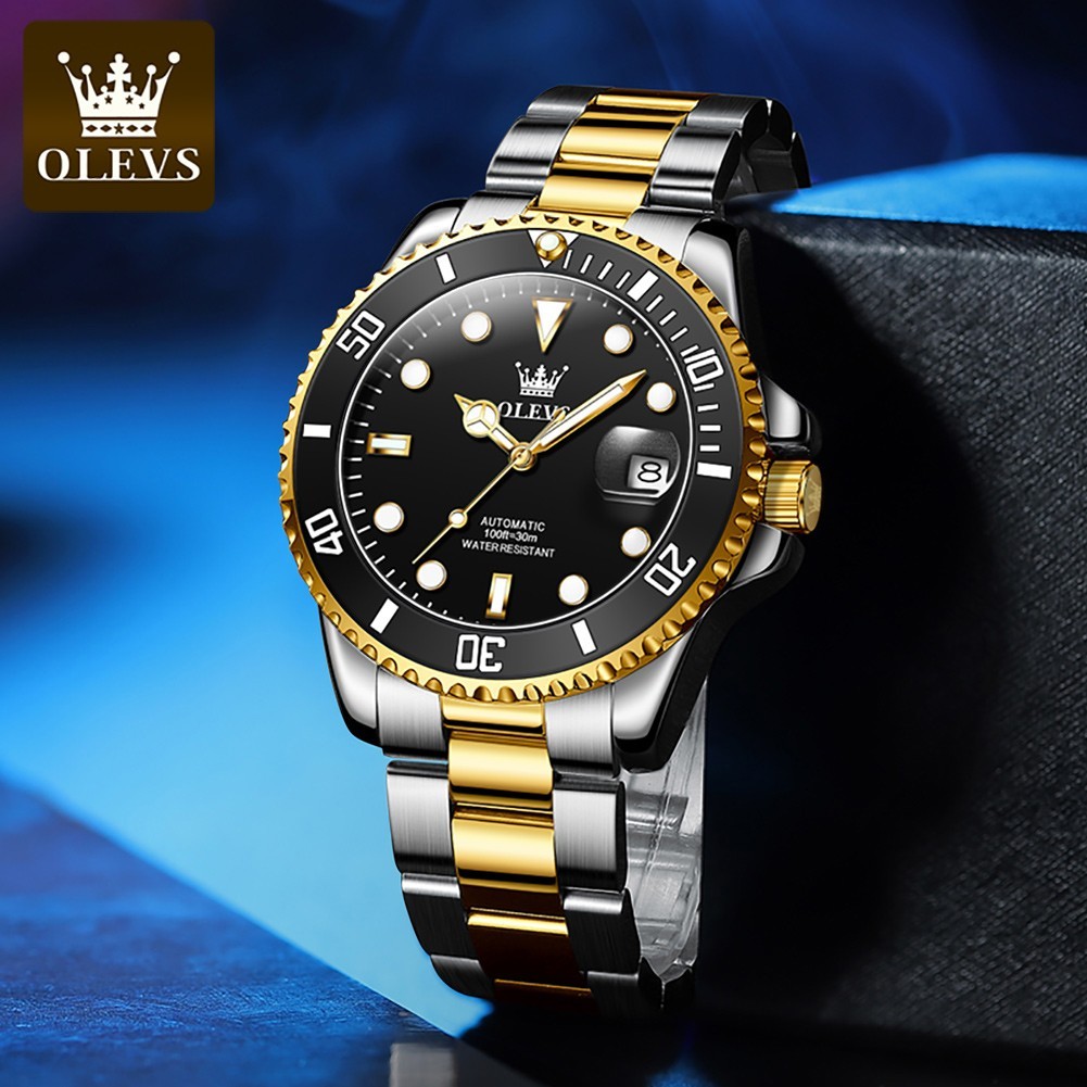 OLEVS Men’s Watch Automatic Mechanical, Stainless Steel Luminous Waterproof Date