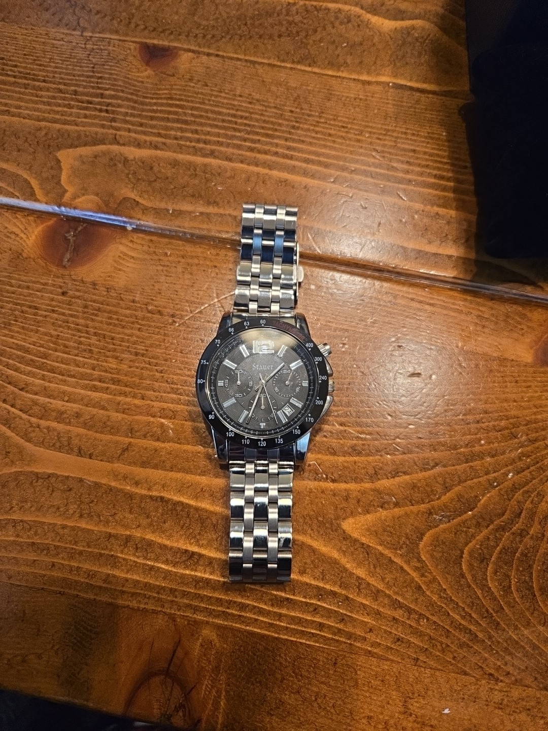 Stauer Jet-Setter Chronograph Stainless Steel And Black Watch | Gift Box #38061