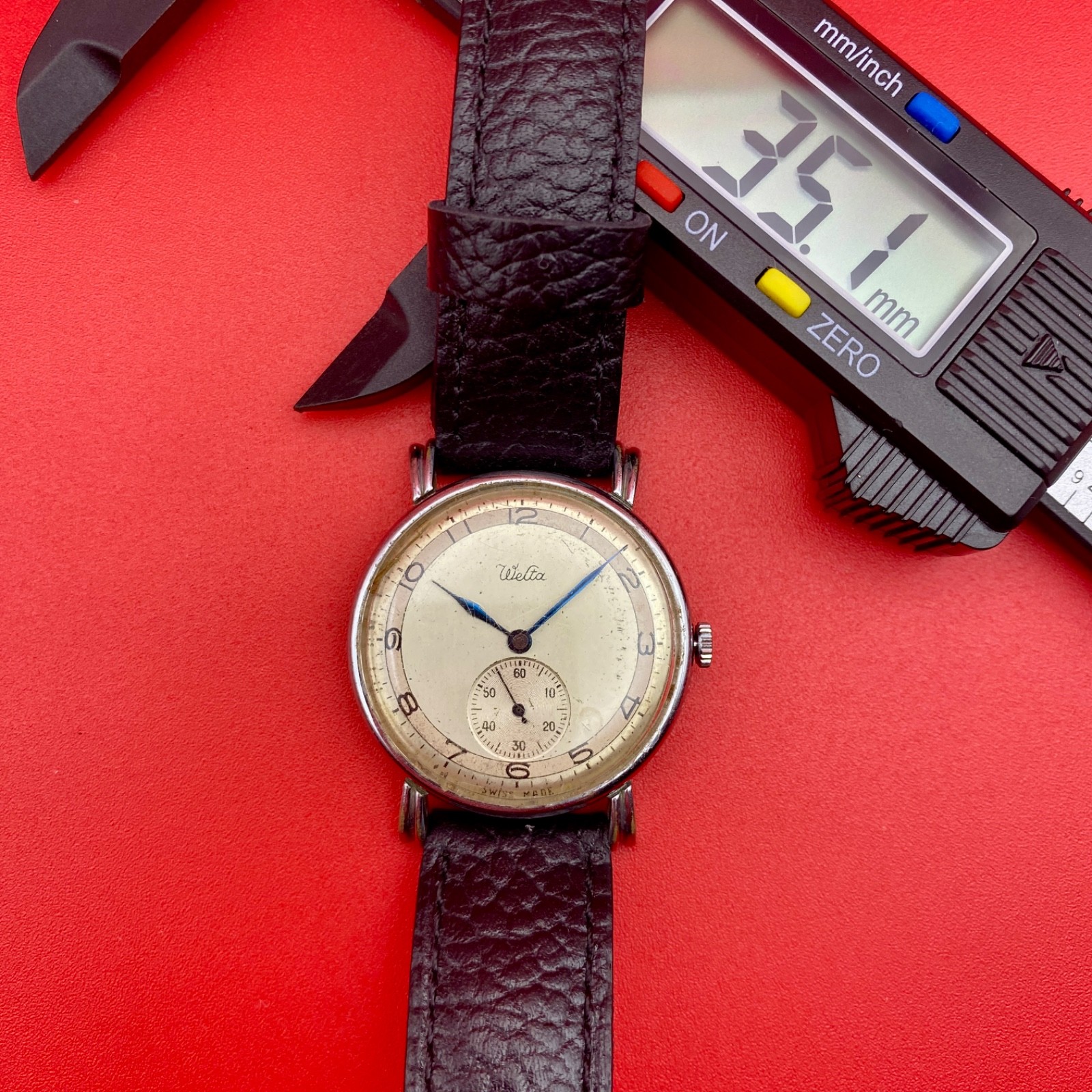 Vntage Jumbo Welta Geneve Sub Second Manual Winding Watch Men’s Swiss 1950’s