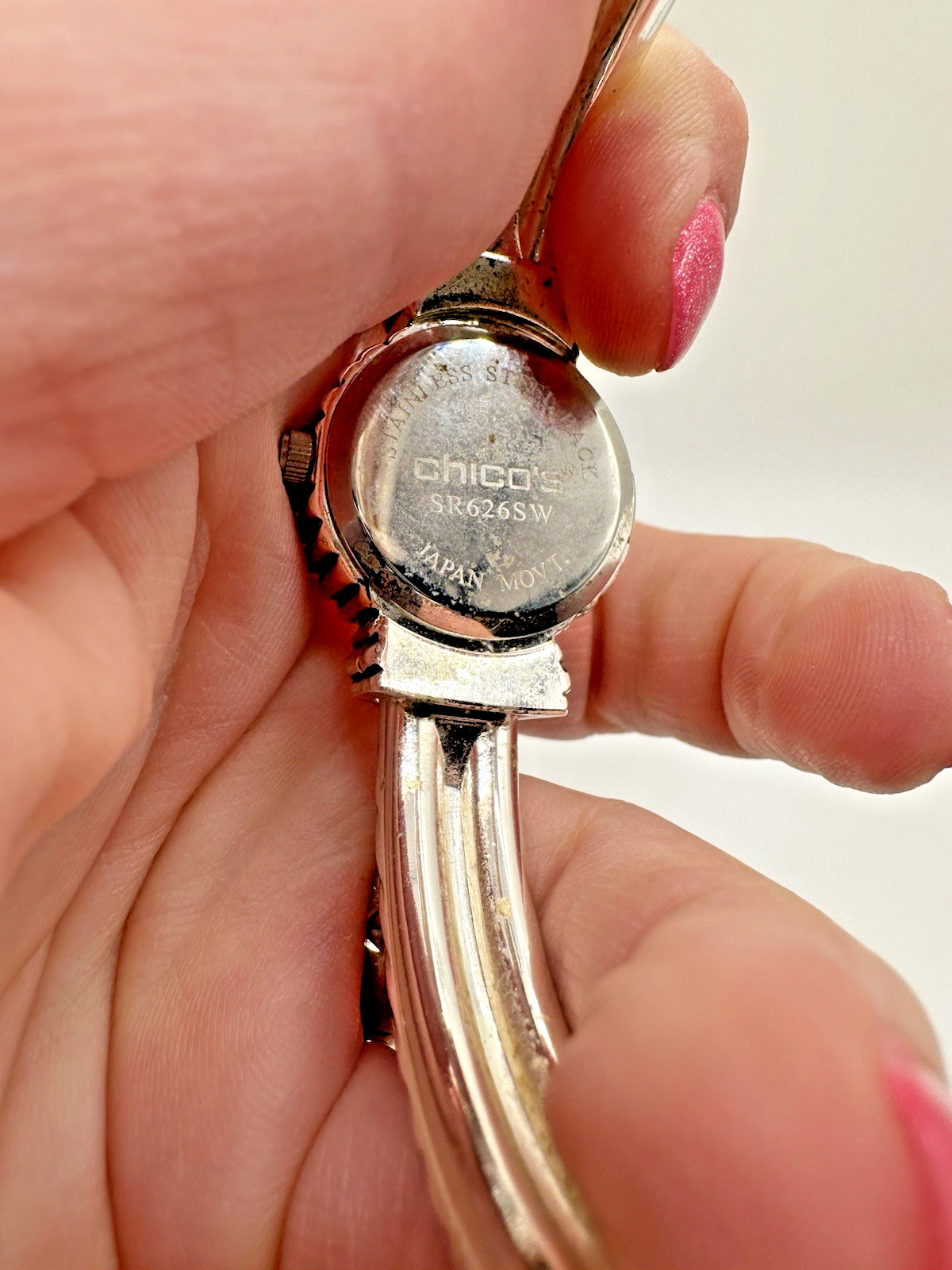 Chico Silver Tone Hinged Cuff Watch See Description