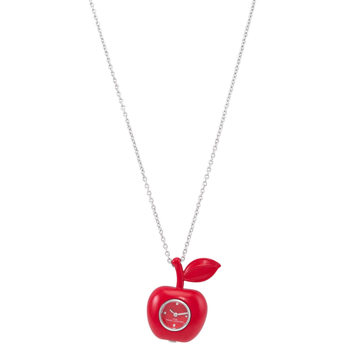 Marc Jacobs Quartz Red Dial The Bauble Apple Pendant Ladies Necklace Watch