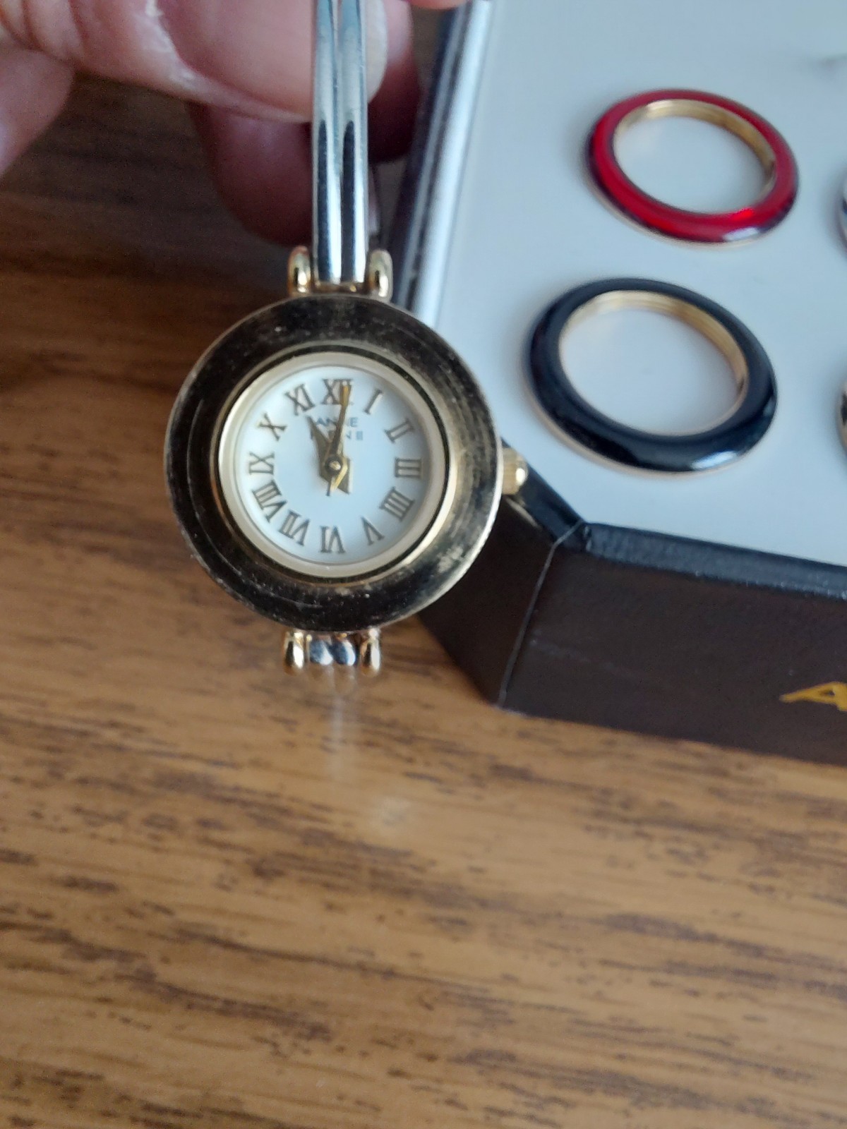 Anne Klein II Watch with 6 Interchangeable Bezels in Box Two Tone