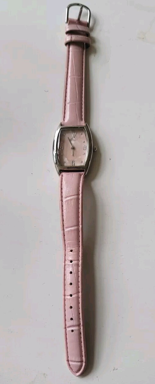 BREAST CANCER AWARENESS Ladies Watch Pink Pearl Dial Faux Leather Strap Ribbon