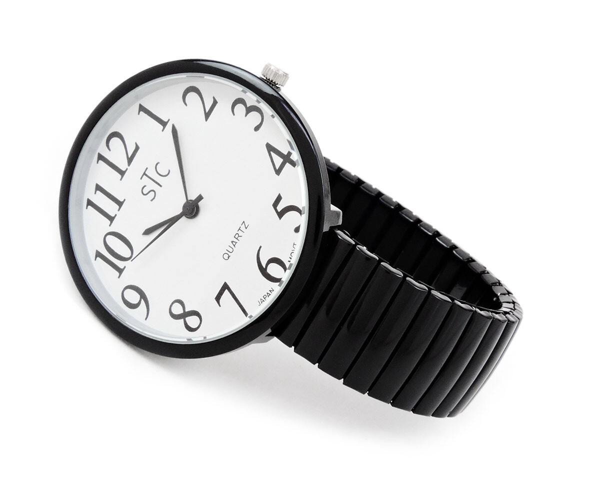 STC Black Super Large Face Easy to Read Stretch Band Watch – NIB