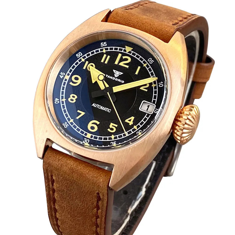 Sapphire Glass Full Solid CnSu8 Bronze Automatic Men Watches For Japan NH35 36mm