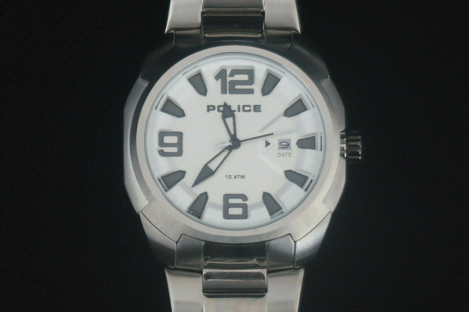 POLICE 13836J QUARTZ WRIST WATCH BLACK GREY & BLACK DIAL & STAINLESS STEEL STRAP
