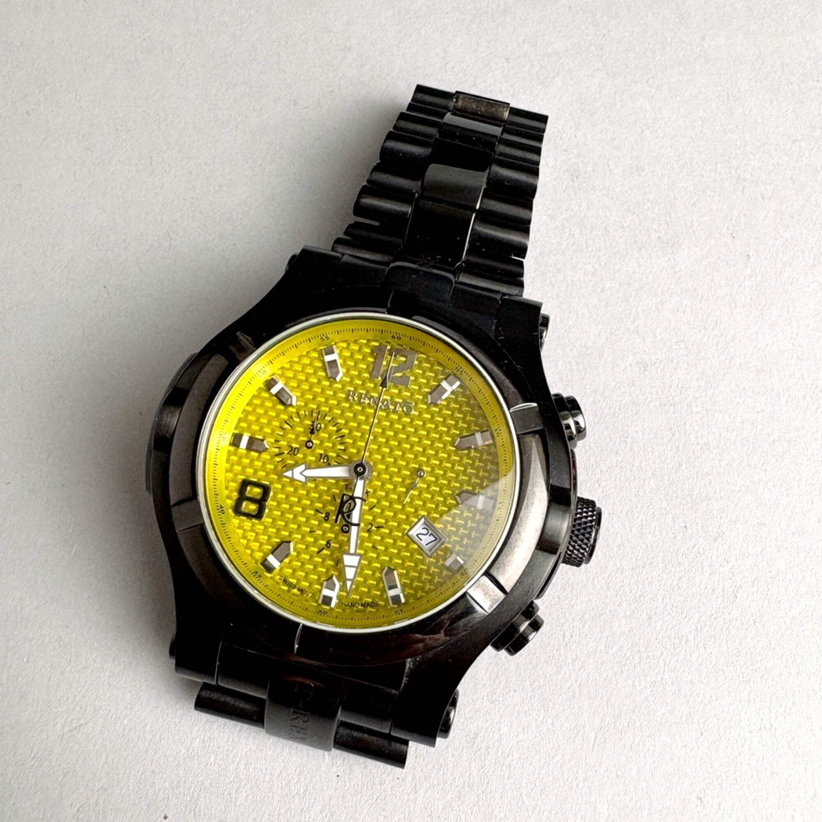 Renato Swiss Ronda 5040.D Chronograph Yellow Carbon Fiber LE 13/50 Black Watch