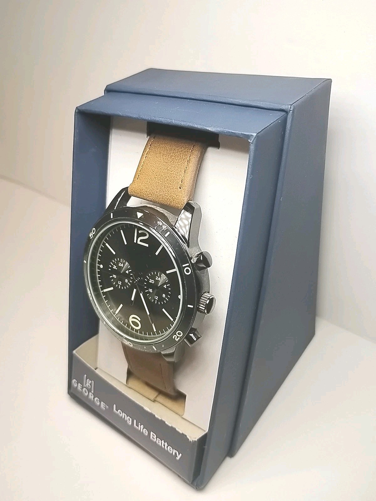 George Long Life Battery Brown Simulated Leather Analog Watch BRAND NEW