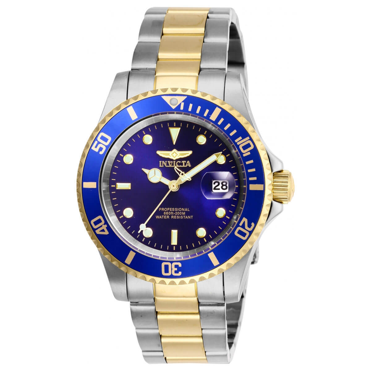 Invicta Men’s Watch Pro Diver Quartz Blue Dial Yellow Two Tone Bracelet 26972