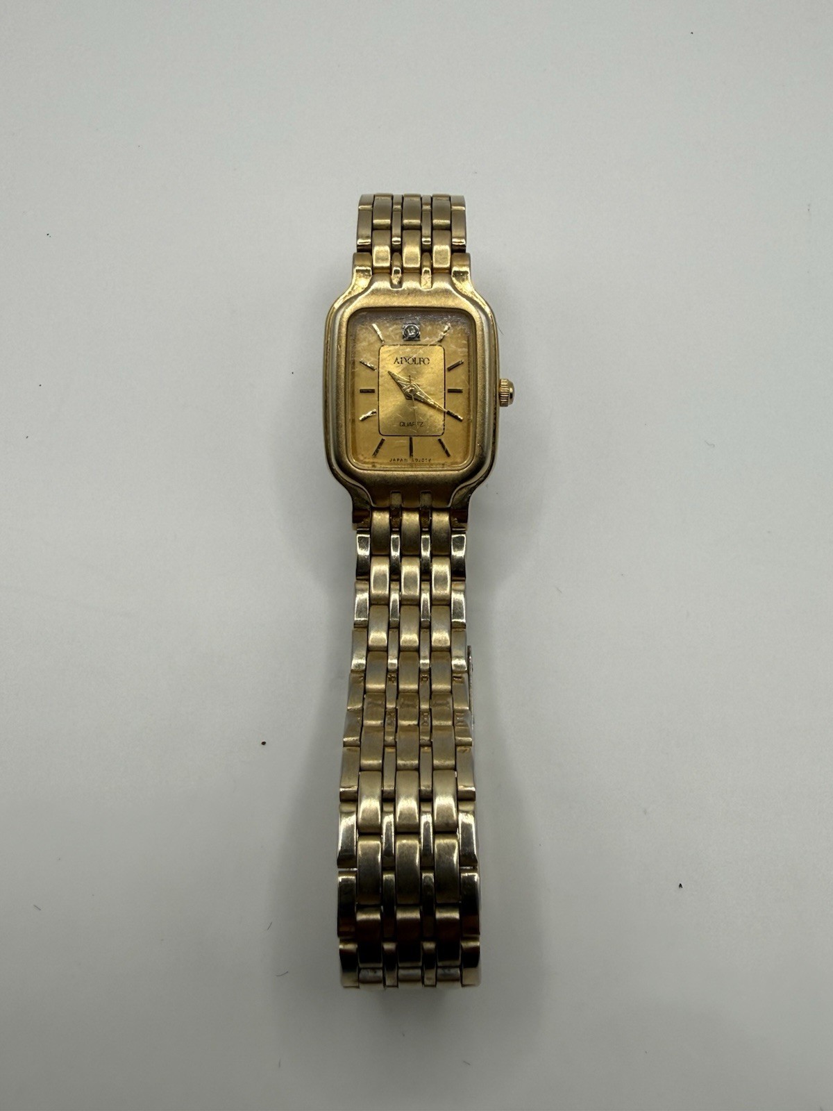 adolfo men’s gold tone rectangular quartz watch stainless steel bracelet