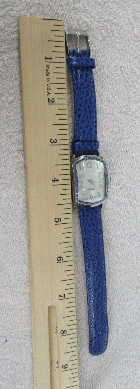 Wristwatch Quartz Genuine Leather Strap Stainless Steel Back Japan Movt Blue