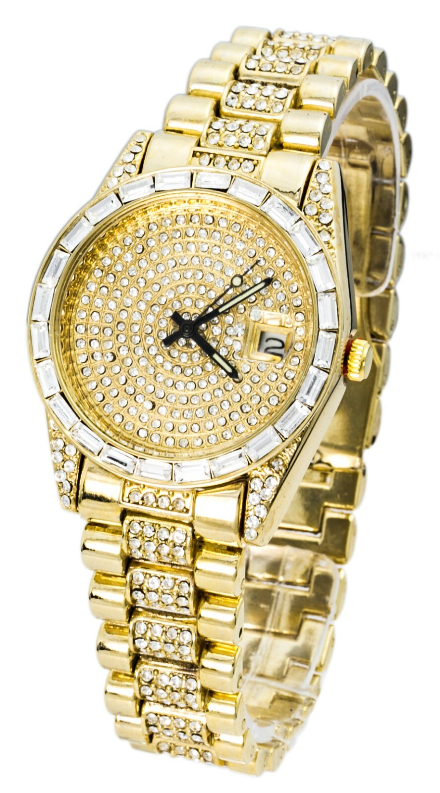 Blekon Collections Quartz Womens 35mm Case Rhinestone Bracelet Link Band Watch
