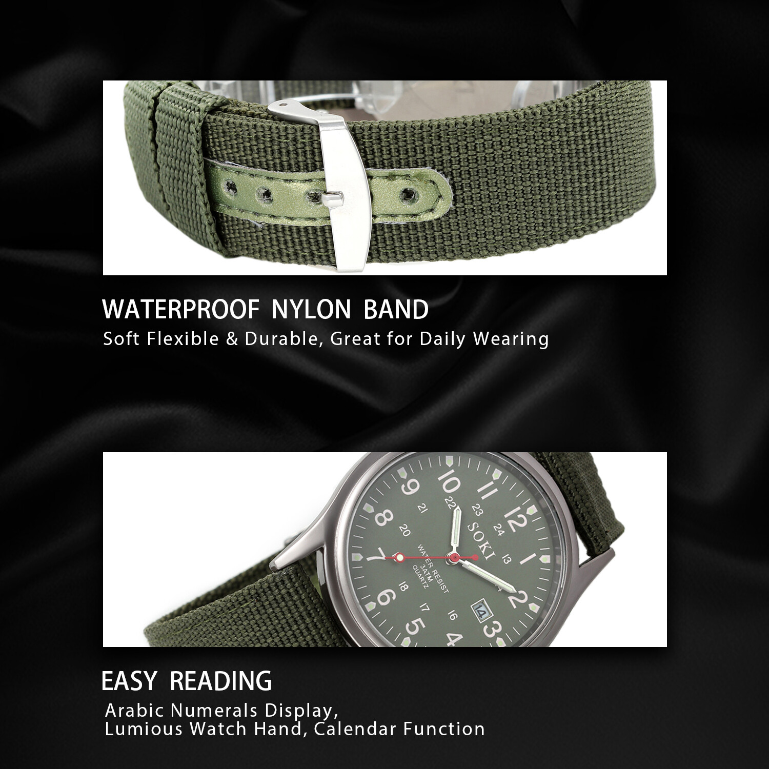 Easy-to-Read Date Leather Strap Watch Calendar Luminous Watch Simple Wristwatch